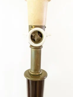 Pamono Italian Purple Wood and Brass Floor Lamp from Arredoluce, 1940s><noscript><img width=