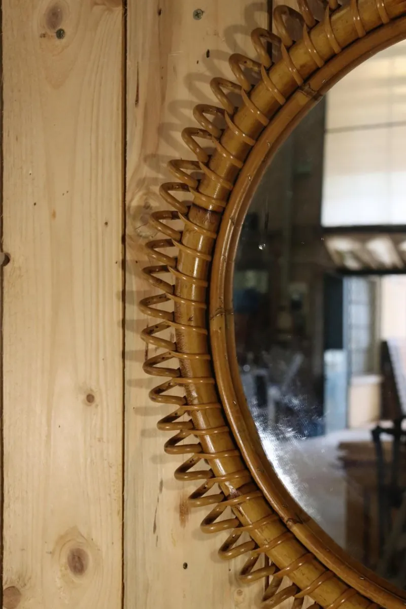 Pamono Italian Rattan Mirror by Franco Albini, 1960s> Mirrors