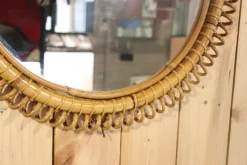 Pamono Italian Rattan Mirror by Franco Albini, 1960s><noscript><img width=