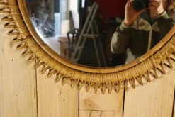 Pamono Italian Rattan Mirror by Franco Albini, 1960s><noscript><img width=