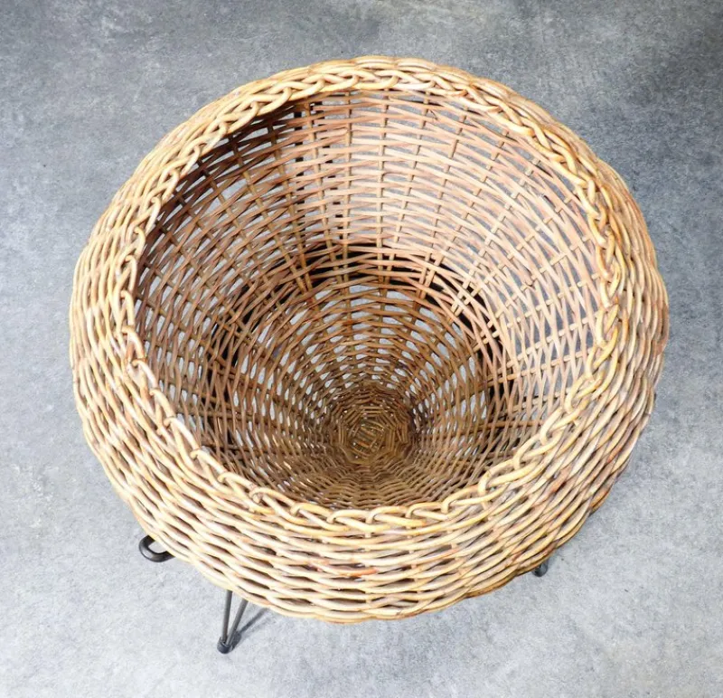 Pamono Italian Rattan Planter, 1950s> Planters And Jardiniere