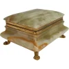 Pamono Italian Rectangular Green Onyx Marble Box with Gilded Feet, 1950s> Trunks Crates & Baskets