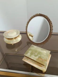 Pamono Italian Rectangular Green Onyx Marble Box with Gilded Feet, 1950s> Trunks Crates & Baskets