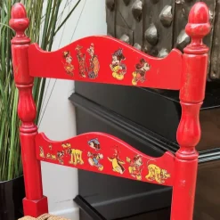 Pamono Italian Red Wood and Rope Rush Kids Children Chair with Disney Graphics><noscript><img width=
