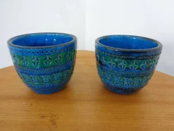 Online Pamono Italian Rimini Blue Ceramic Cachepots by Aldo Londi for Bitossi, 1960s, Set of 2
