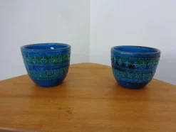 Online Pamono Italian Rimini Blue Ceramic Cachepots by Aldo Londi for Bitossi, 1960s, Set of 2