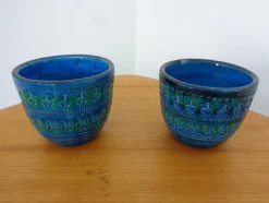 Online Pamono Italian Rimini Blue Ceramic Cachepots by Aldo Londi for Bitossi, 1960s, Set of 2