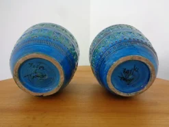 Online Pamono Italian Rimini Blue Ceramic Cachepots by Aldo Londi for Bitossi, 1960s, Set of 2