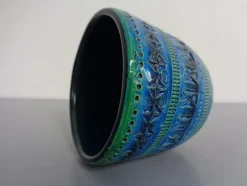 Pamono Italian Rimini Blue Ceramic Cachepot by Aldo Londi for Bitossi, 1960s><noscript><img width=