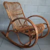 Pamono Italian Rocking Chair in Rattan and Curved Bamboo, 1960s> Rocking Chairs