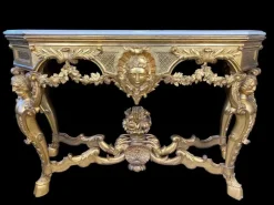 Pamono Italian Rococo Console with White Marble Top, 18th-19th Century> Console Tables
