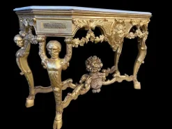 Pamono Italian Rococo Console with White Marble Top, 18th-19th Century><noscript><img width=