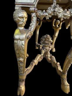 Pamono Italian Rococo Console with White Marble Top, 18th-19th Century><noscript><img width=