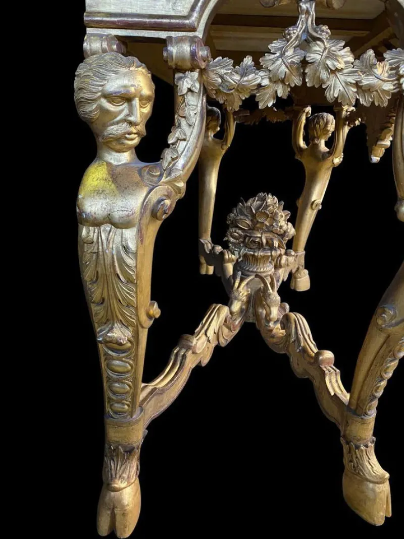 Pamono Italian Rococo Console with White Marble Top, 18th-19th Century> Console Tables