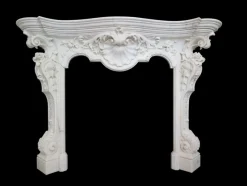 Sale Pamono Italian Rococo Revival Statuary White Marble Fireplace Mantel, 1840