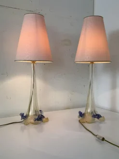 Hot Pamono Italian Romantic Murano Glass Table Lamps, 1980s, Set of 2