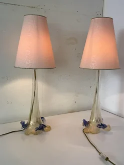 Hot Pamono Italian Romantic Murano Glass Table Lamps, 1980s, Set of 2