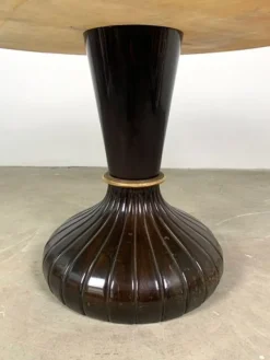 Pamono Italian Round Table with Onyx Top and Wooden Base, 1950s><noscript><img width=