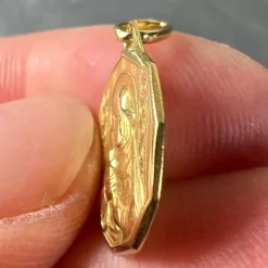 Pamono Italian Saint Therese 18k Yellow Gold Charm Medal Pendant, 1950s><noscript><img width=
