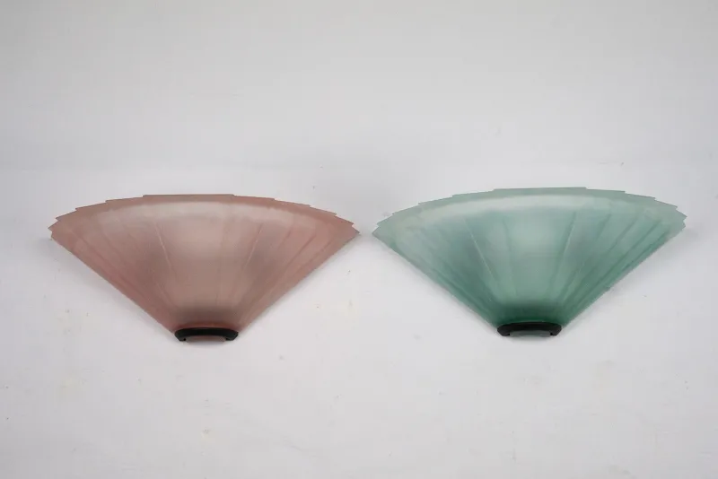 New Pamono Italian Sconces in Thick Pink and Green Murano Glass by De Majo, 1980s, Set of 2