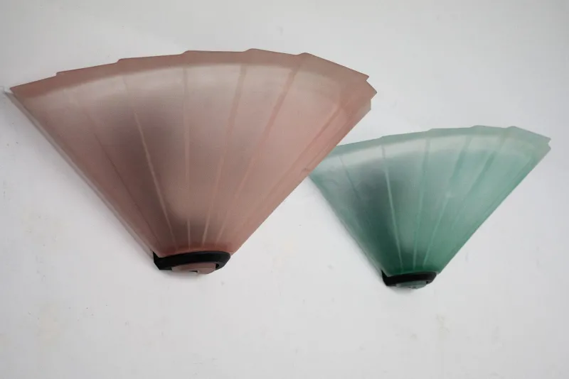 New Pamono Italian Sconces in Thick Pink and Green Murano Glass by De Majo, 1980s, Set of 2