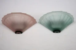 New Pamono Italian Sconces in Thick Pink and Green Murano Glass by De Majo, 1980s, Set of 2