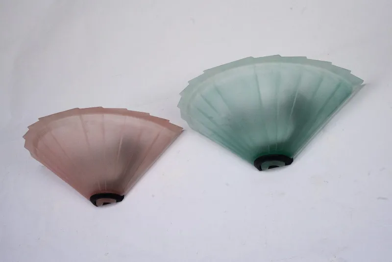 New Pamono Italian Sconces in Thick Pink and Green Murano Glass by De Majo, 1980s, Set of 2
