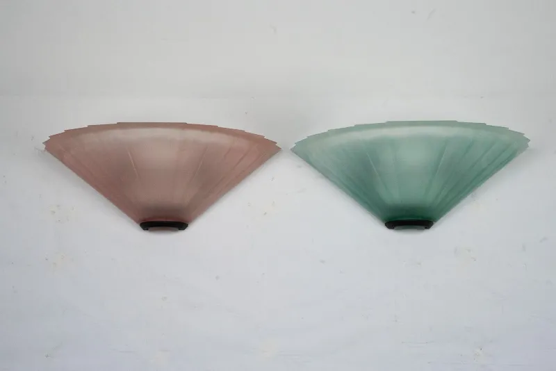 New Pamono Italian Sconces in Thick Pink and Green Murano Glass by De Majo, 1980s, Set of 2