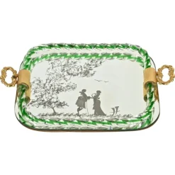Pamono Italian Serving Tray in Mirror-Etched Murano Glass, 1940s> Trays