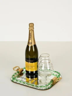 Pamono Italian Serving Tray in Mirror-Etched Murano Glass, 1940s><noscript><img width=