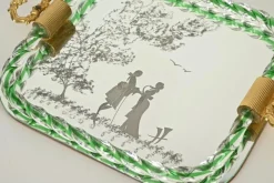 Pamono Italian Serving Tray in Mirror-Etched Murano Glass, 1940s><noscript><img width=