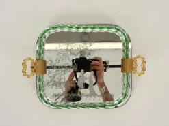 Pamono Italian Serving Tray in Mirror-Etched Murano Glass, 1940s><noscript><img width=