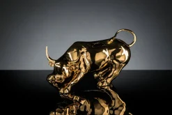 Pamono Italian Shiny Gold Ceramic Wall Street Bull Sculpture from VGnewtrend> Decorative Objects
