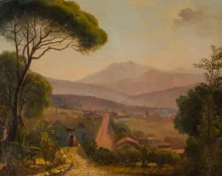 Clearance Pamono Italian Signed Neapolitan Landscape, 1890s, Painting Oil on Canvas