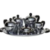 Hot Pamono Italian Silver Metal Tea and Coffee Set by Bombè Carlo Alessi, 1945, Set of 6