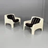Clearance Pamono Italian Space Age Gaia Armchairs in White Fiberglass and Brown Leather by Carlo Bartoli for Arflex, 1970s, Set of 2