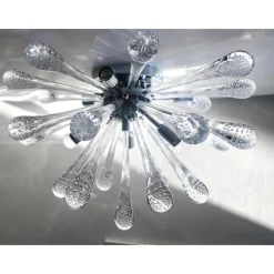 Pamono Italian Sputnik Flush Mount with Drops in Murano Glass by Simoeng