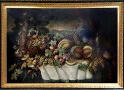 Discount Pamono Italian Still Life, Neapolitan School, Oil on Canvas, Framed