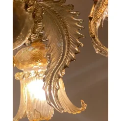 Pamono Italian Style Murano Glass with Gold Chandelier by Simoeng><noscript><img width=