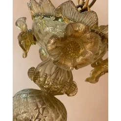 Pamono Italian Style Murano Glass with Gold Chandelier by Simoeng><noscript><img width=