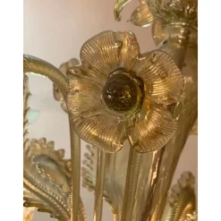 Pamono Italian Style Murano Glass with Gold Chandelier by Simoeng><noscript><img width=