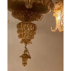 Pamono Italian Style Murano Glass with Gold Chandelier by Simoeng><noscript><img width=