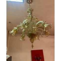 Pamono Italian Style Murano Glass with Gold Chandelier by Simoeng><noscript><img width=