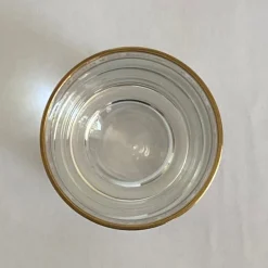 Pamono Italian Tall Tumbler-Shaped Crystal Glasses with Gold Rims and Scrollwork Motifs from Cellini, Italy, 1970s, Set of 6><noscript><img width=