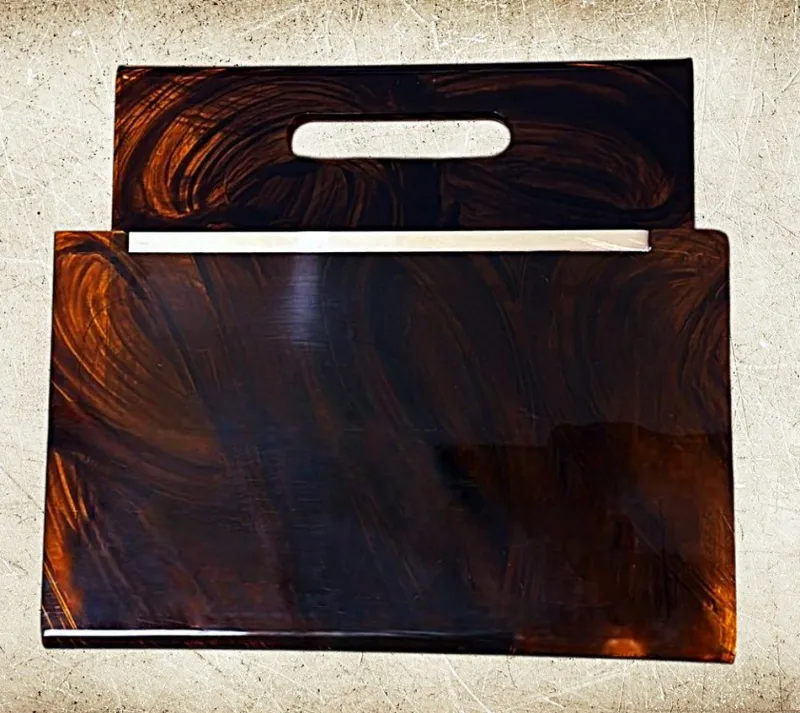 Pamono Italian Tortoiseshell Acrylic Glass and Brass Magazine Rack, 1975> Magazine Racks