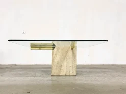 Pamono Italian Travertine Coffee Table from Artedi, 1970s> Coffee & Side Tables