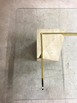 Pamono Italian Travertine Coffee Table from Artedi, 1970s><noscript><img width=