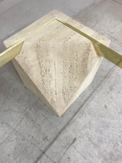 Pamono Italian Travertine Coffee Table from Artedi, 1970s><noscript><img width=