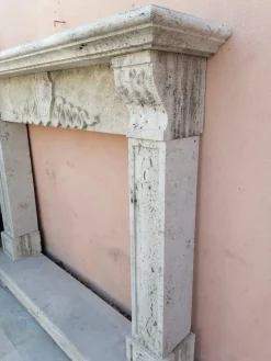 Discount Pamono Italian Travertine Marble Fireplace, Early 20th Century