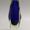 Pamono Italian Two-Tone Blue & Yellow Sommerso Murano Glass Vase, 1960s or 1970s> Vases